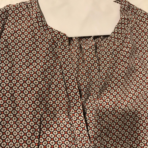 JOIE SILK TOP BLOUSE SHIRT ORANGE BLUE GEO XS - Picture 3 of 5